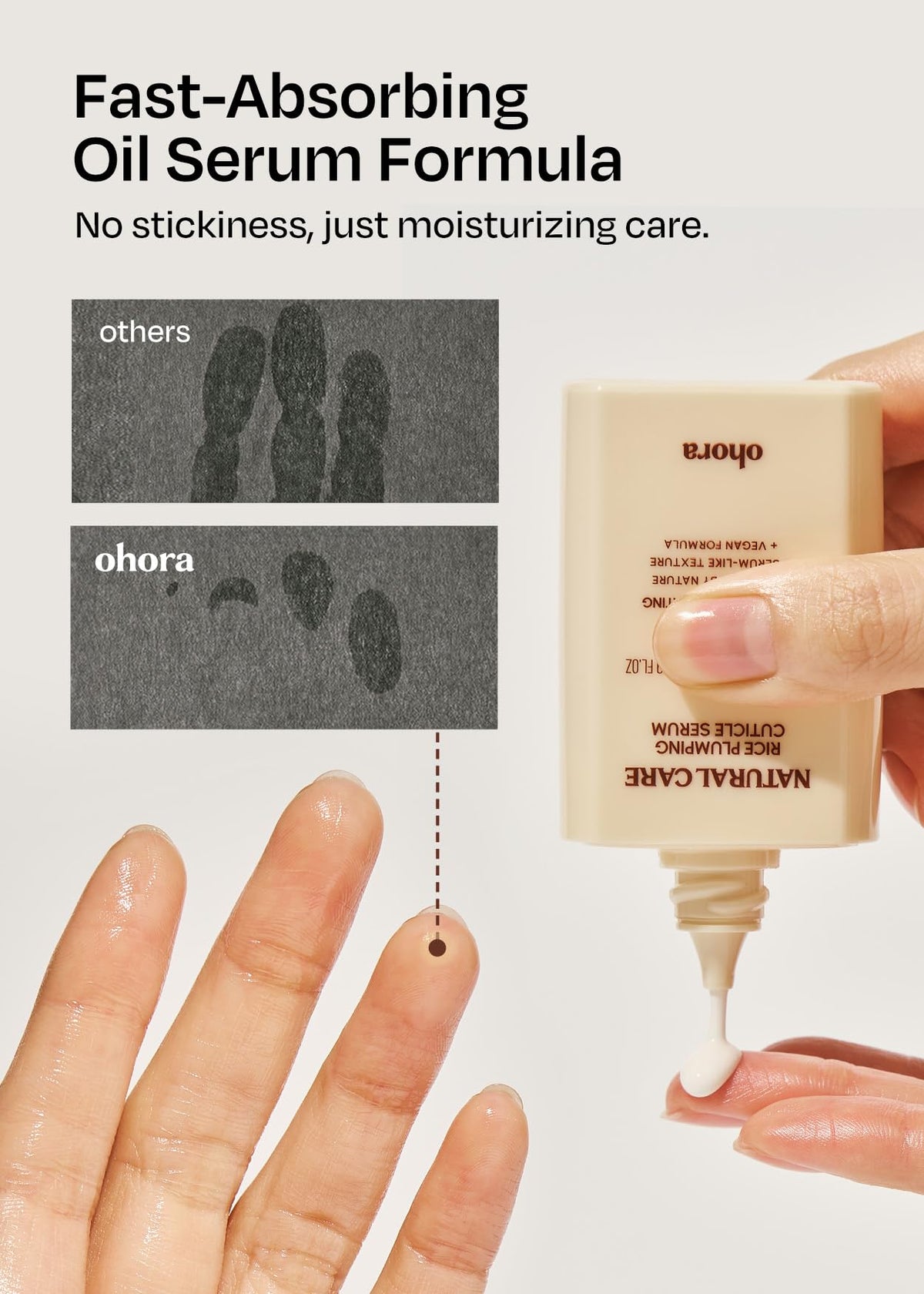 ohora product in hand showing size and quick-absorbing benefit for daily use