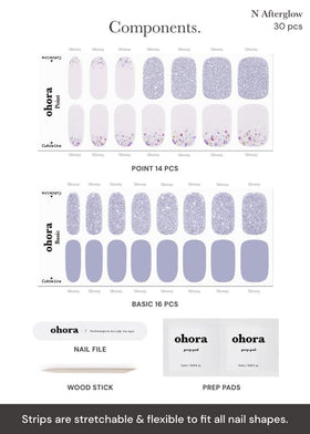 ohora application step with strip being pressed on nail illustrating easy at-home use