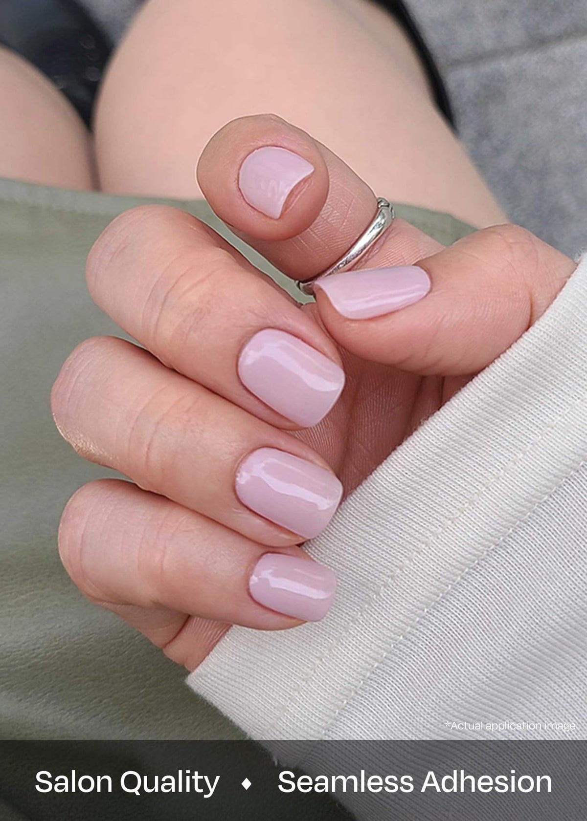 ohora applying strip to nail demonstrating simple at-home use and time-saving benefit