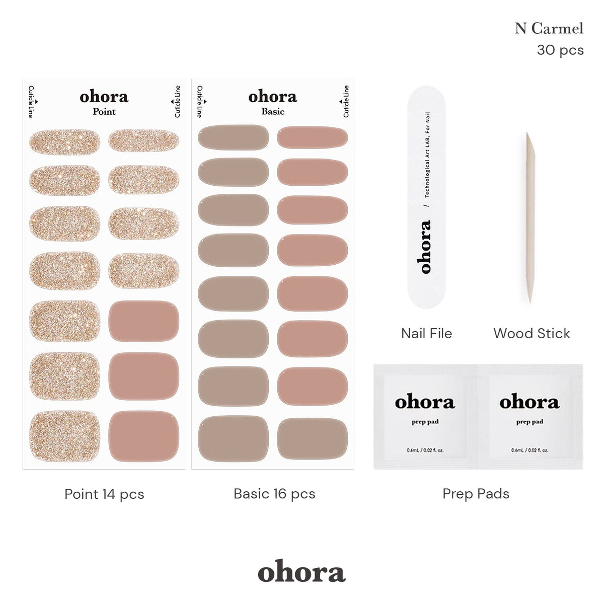 ohora N Carmel selection of sizes displayed to show fit options and custom manicure benefit