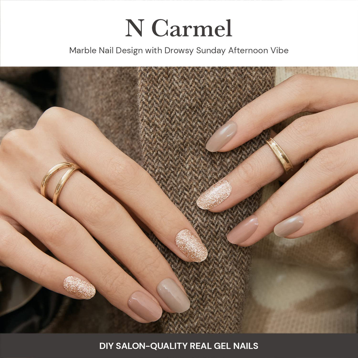 ohora N Carmel close-up of gel strip texture showing smooth finish and easy adhesion benefits