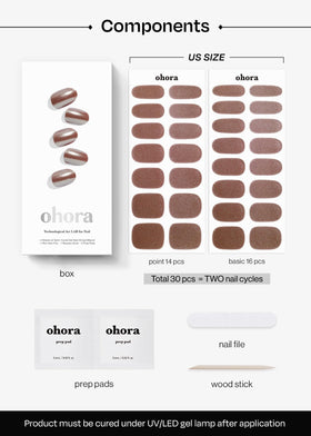 ohora size comparison with ruler showing 15 sizes for accurate nail fit