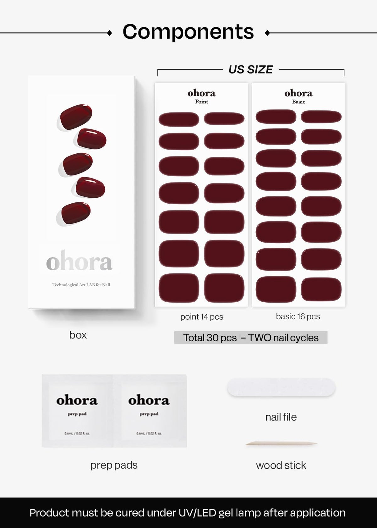 ohora array of sizes laid out to show perfect-fit options for varied nails