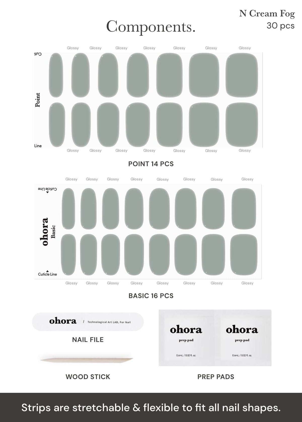 ohora size chart display of 15 sizes showing precise fit options for varied nails