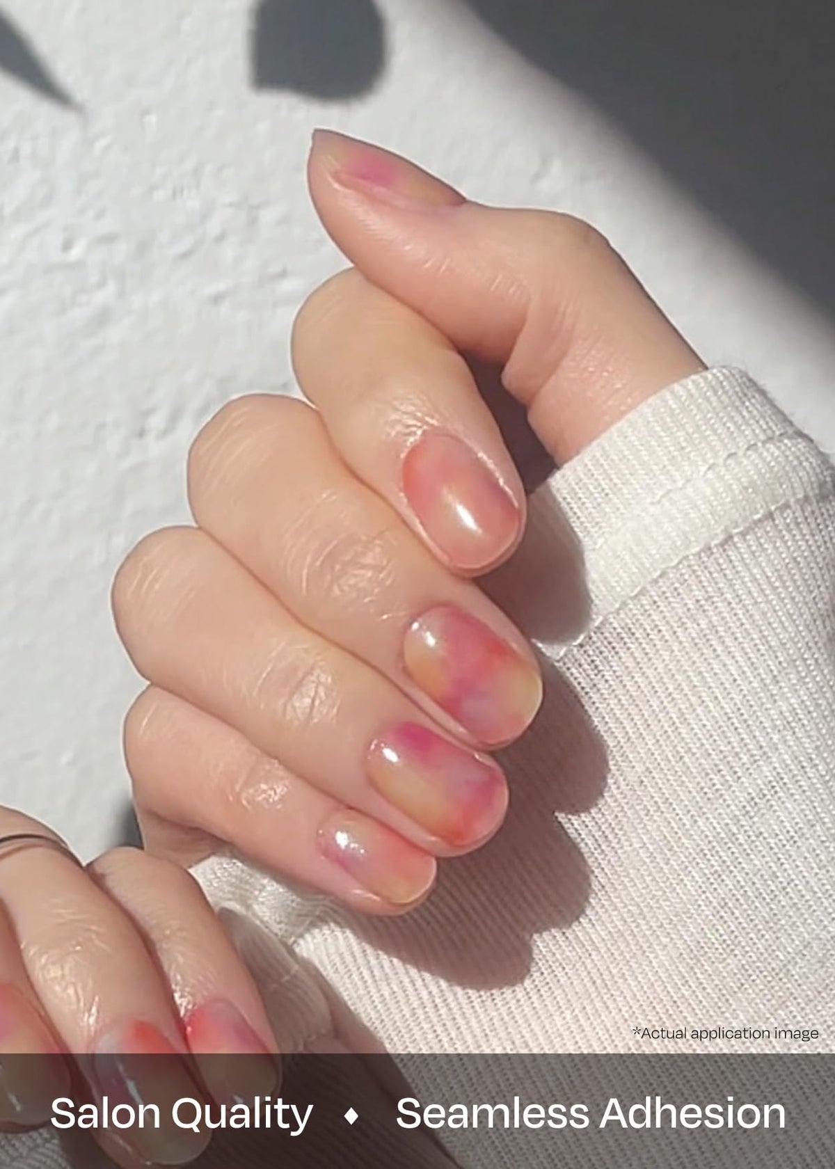 ohora manicure in curing lamp showing quick finish with UV/LED benefit