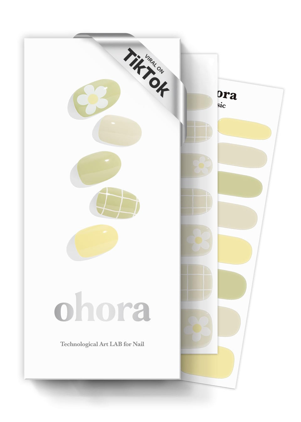 ohora front packaging showing green patterned gel strips and tools for easy selection