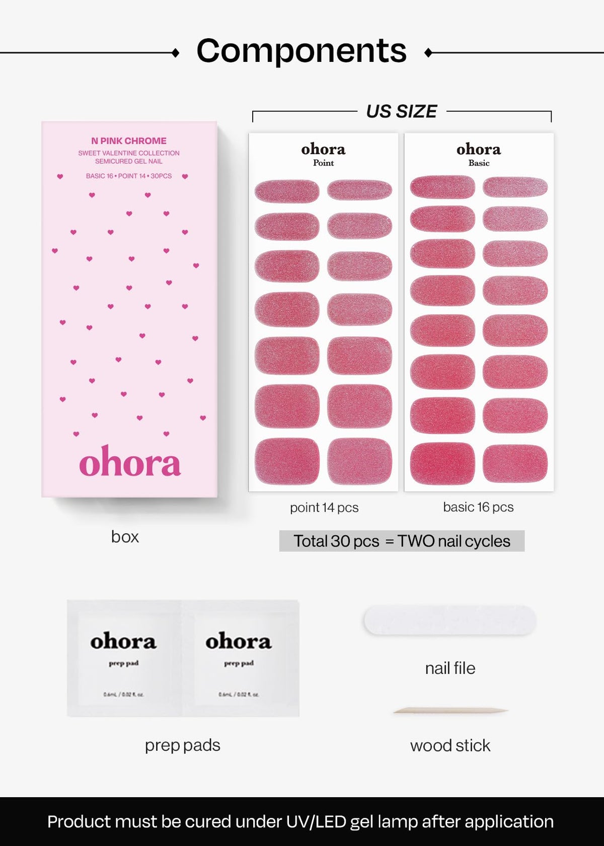 ohora cured pink chrome nails under UV lamp showing durable glossy finish after curing