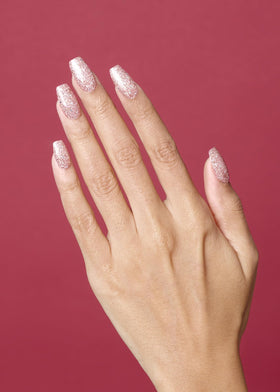 ohora laid-out 30 gel strips showing nude glitter patterns and size variety