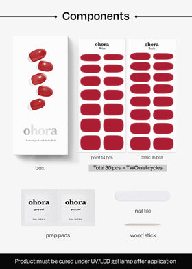 ohora finished red nails on hands showing salon-quality look and confident style