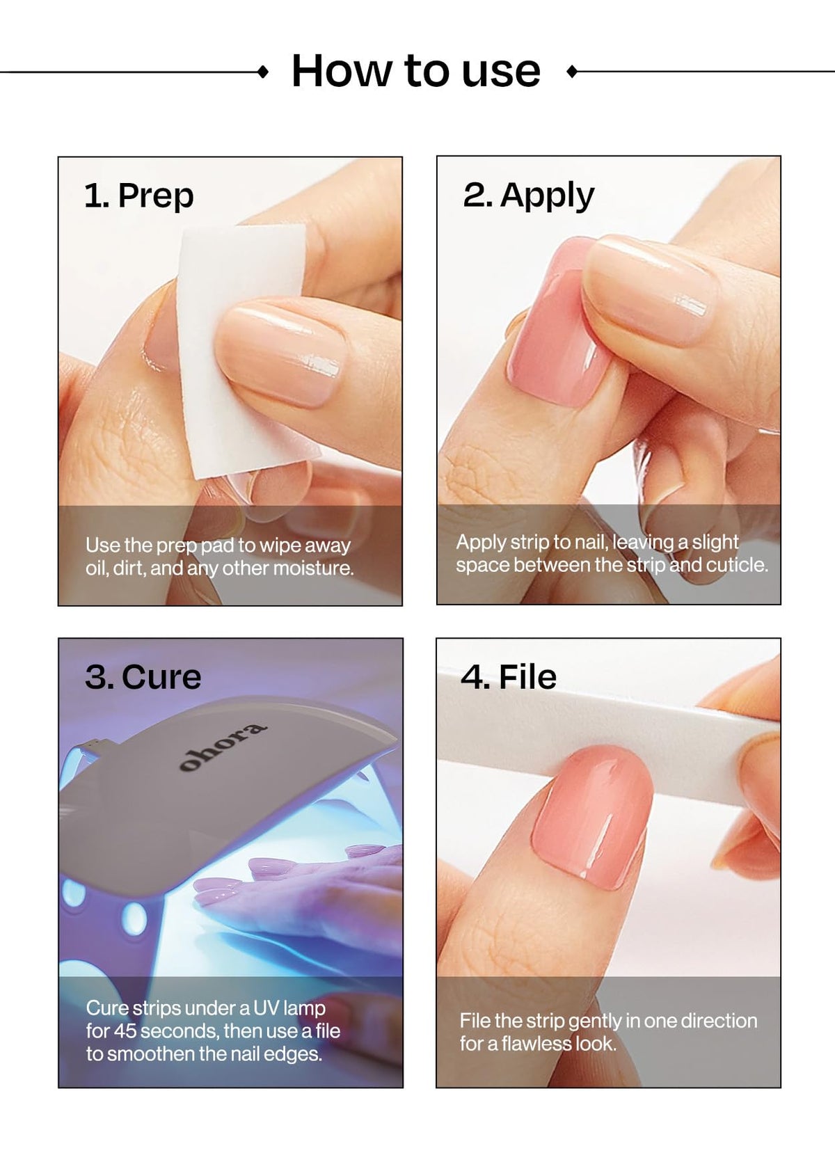 ohora lifestyle shot of finished manicure demonstrating glossy salon-quality wear