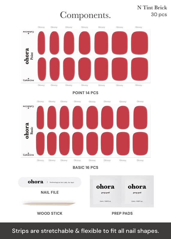 ohora assortment of accent and solid red wraps offering mix-and-match nail designs