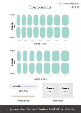 ohora layout showing 15 sizes for perfect fit across nail shapes