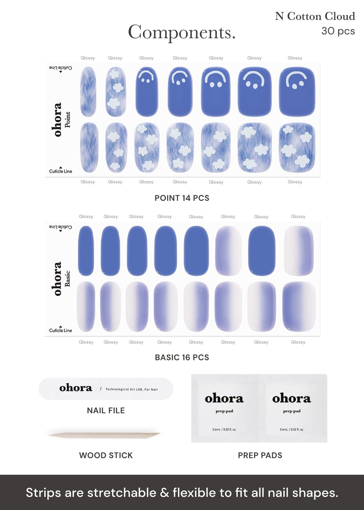 ohora spread of different sizes showing variety for matching multiple nail shapes and widths