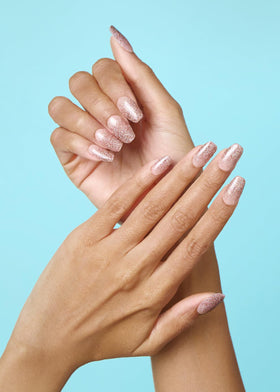 ohora close-up of nude glitter strip highlighting smooth glossy finish