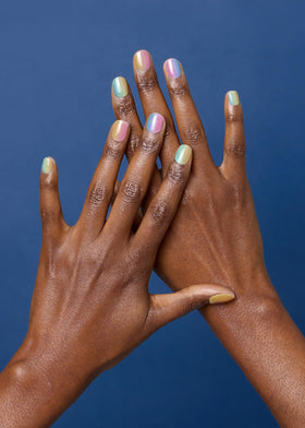 ohora close-up of yellow ombre strip texture highlighting smooth gel finish