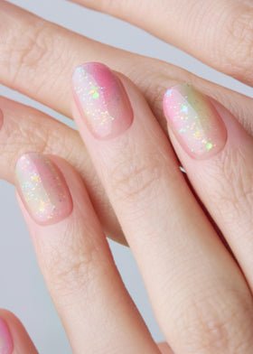 ohora close-up of ombré gel strip texture highlighting smooth gradient and vibrant color payoff