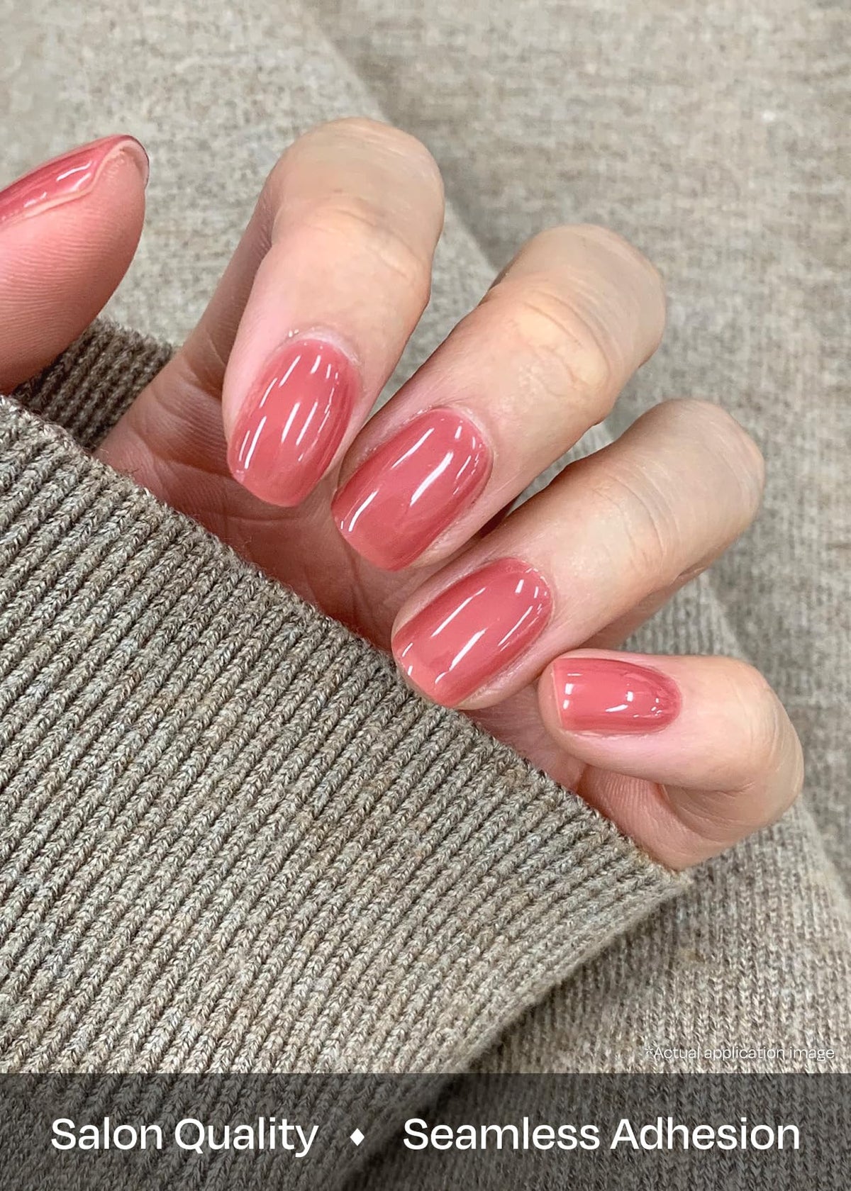 ohora strips applied on natural nails before curing, demonstrating neat fit and quick application benefit