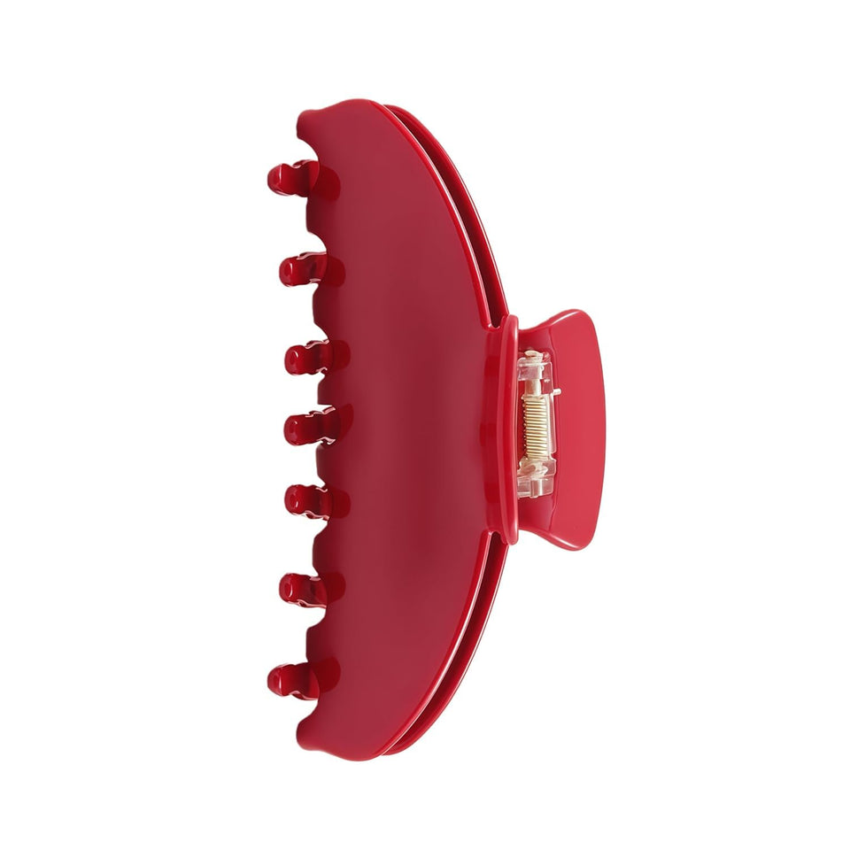OideGuiing front view of cherry red claw clip showing polished finish and secure hold
