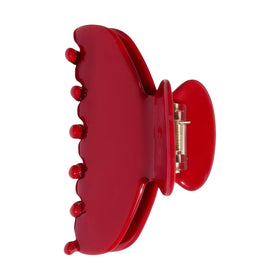 OideGuiing front view of cherry red clip showing shape and finish for style