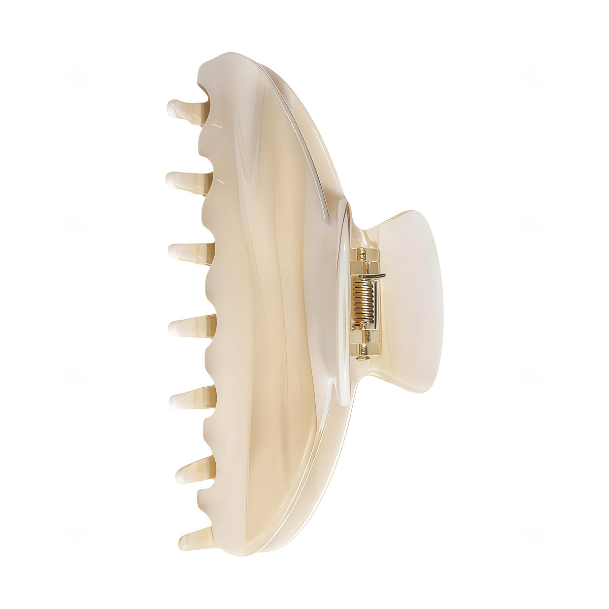OideGuiing front view of creme clip showing shape and polished finish, durable hold