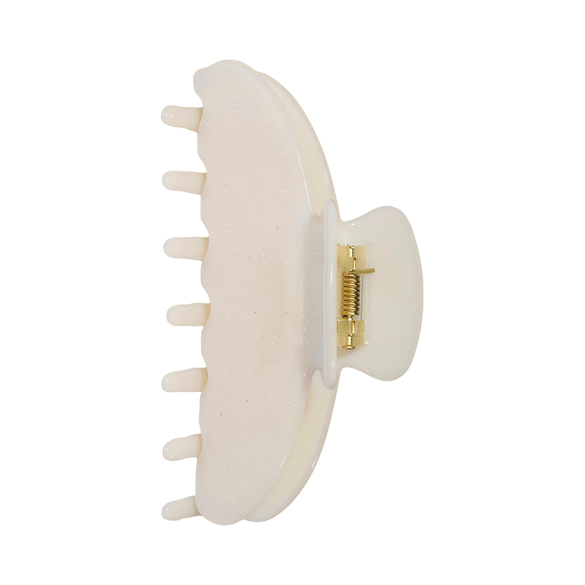 OideGuiing front view of sequin yellow clip showing shape and color benefit hold
