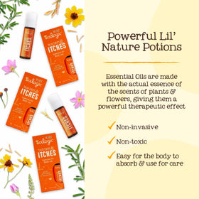 Oilogic ingredient bottles with essential oils highlighting pure formulation
