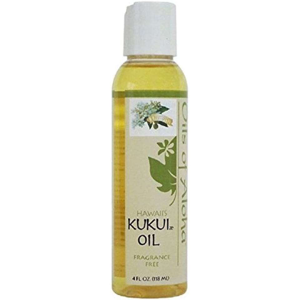 Oils of Aloha front bottle view showing clean, island-made kukui oil