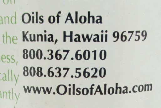 Oils of Aloha bottle next to common items showing 4 fl oz scale