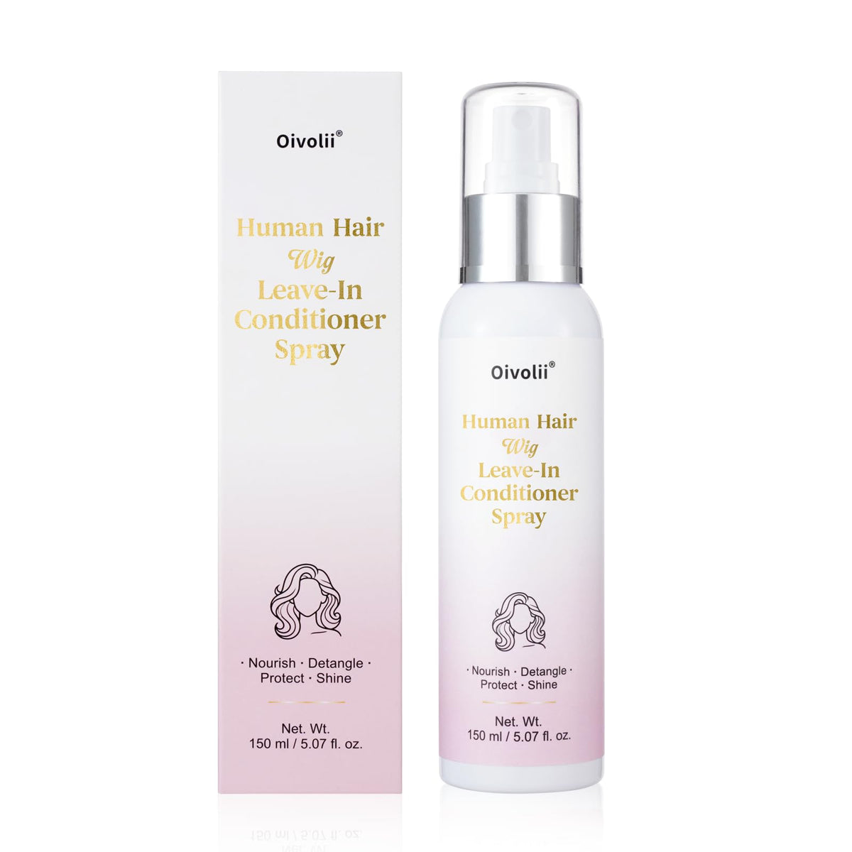 Oivolii bottle front view showing professional leave-in conditioner benefits