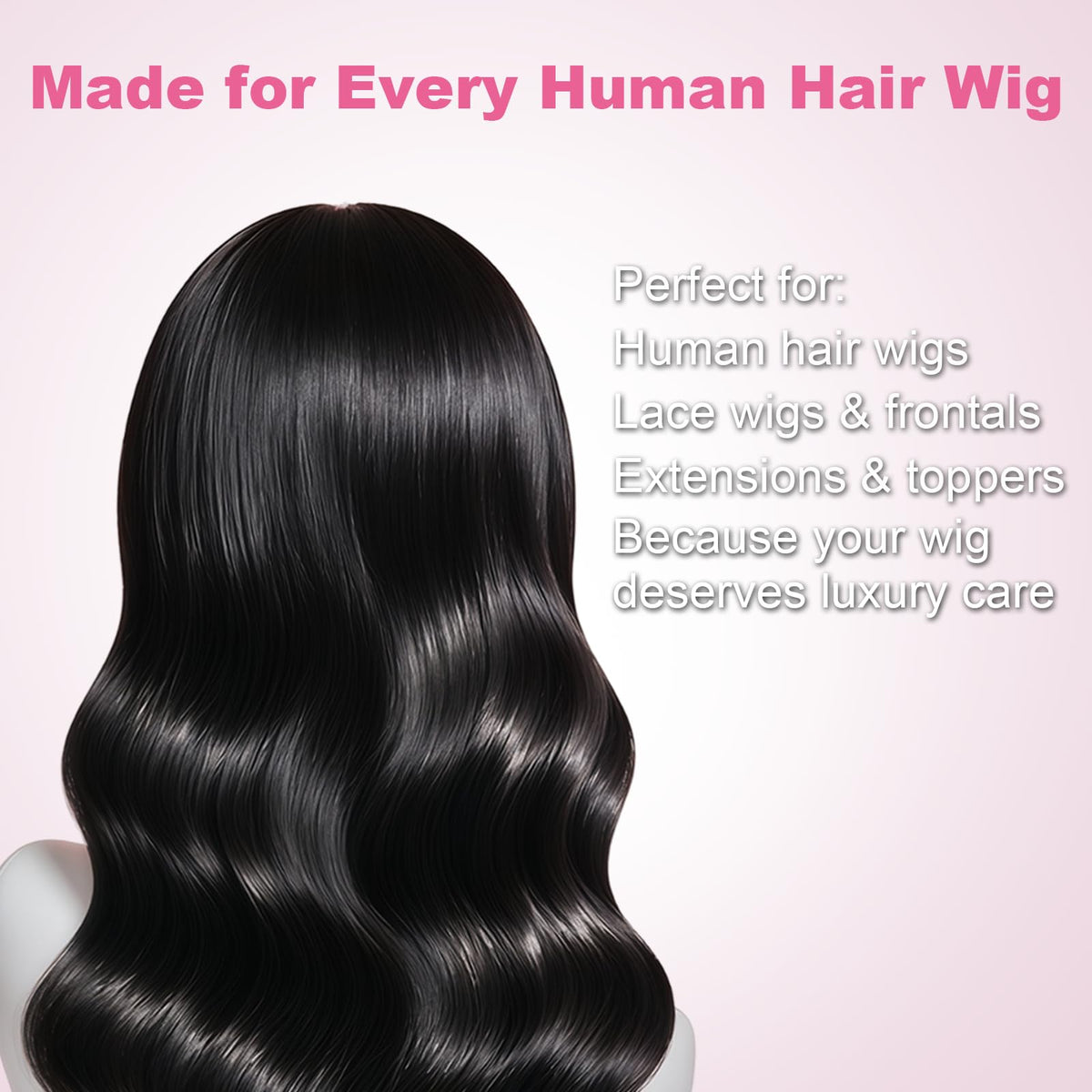 Stylist applying Oivolii to wig providing effortless comb-through benefit
