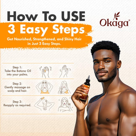 Before and after hair strands with Okaga Batana oil for improved texture