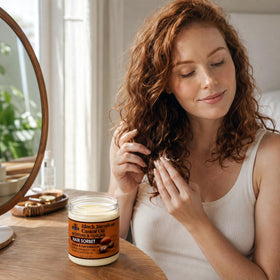 OKAY jar on bathroom shelf lifestyle shot suggesting daily use