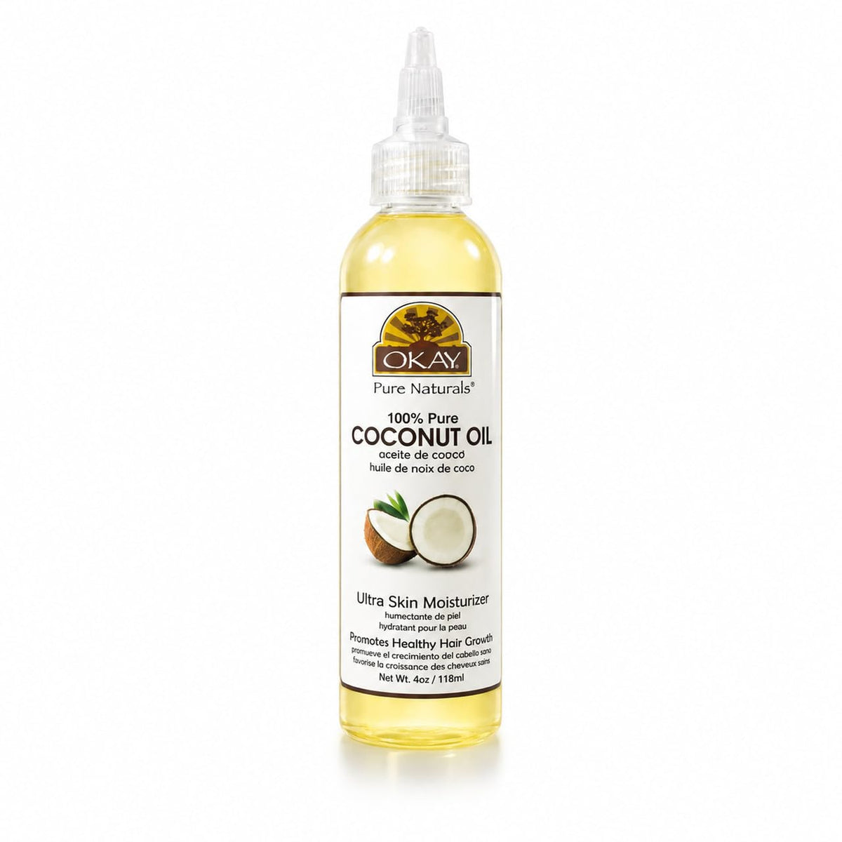 OKAY front squeeze bottle showing label and 4 fl oz size for easy use