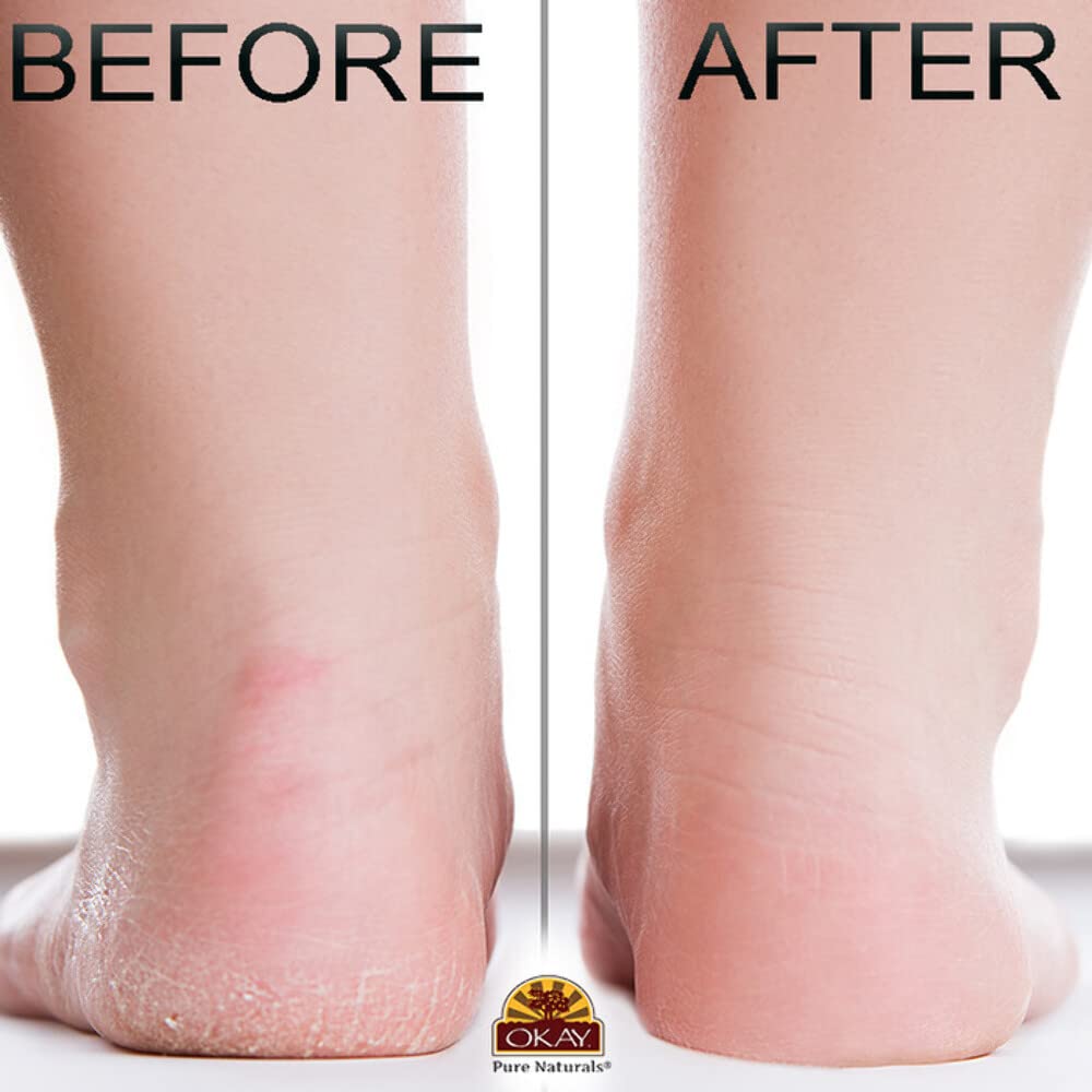 OKAY scrub beside bath showing at-home pedicure setup and relaxing routine