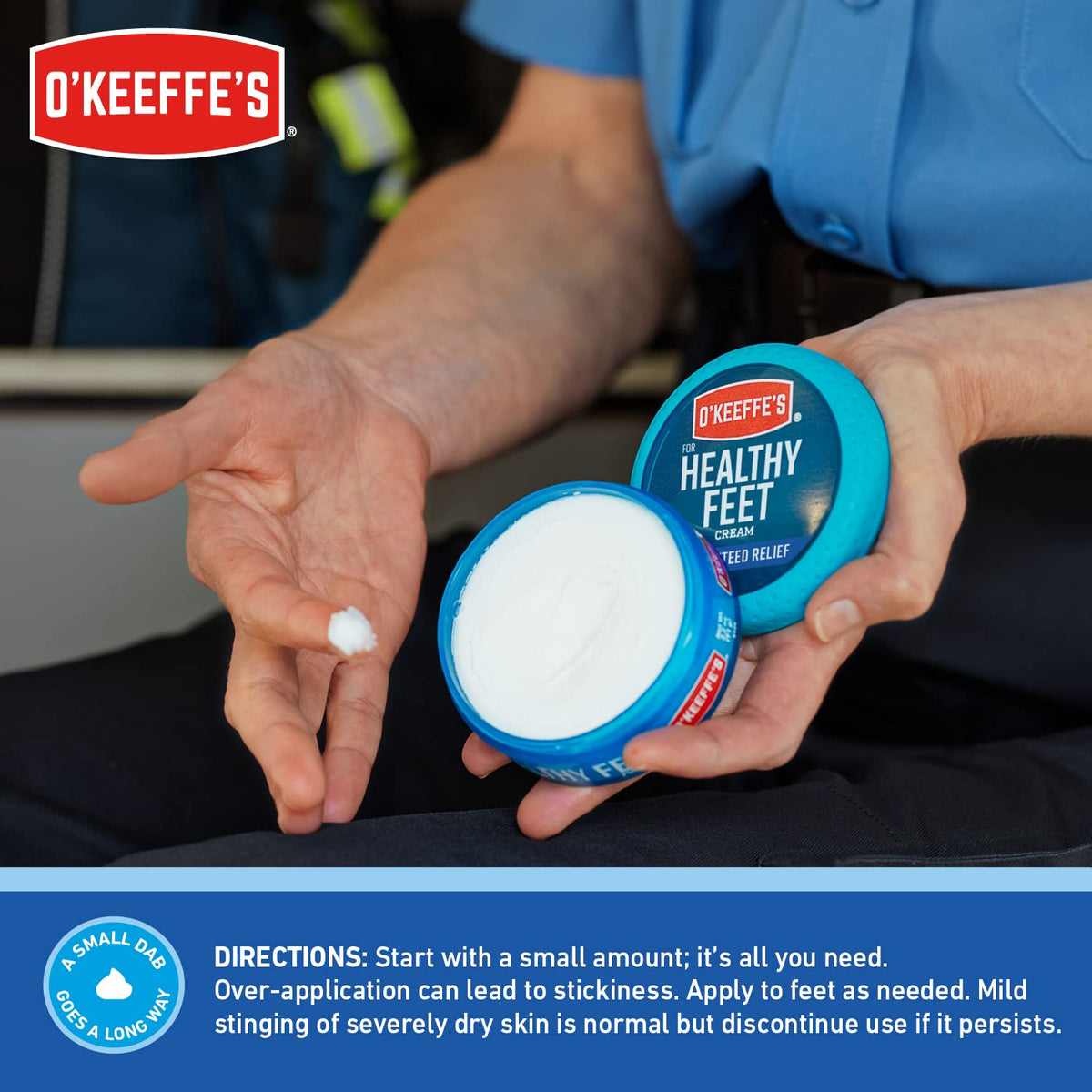 O'Keeffe's being applied after bathing showing improved moisture absorption