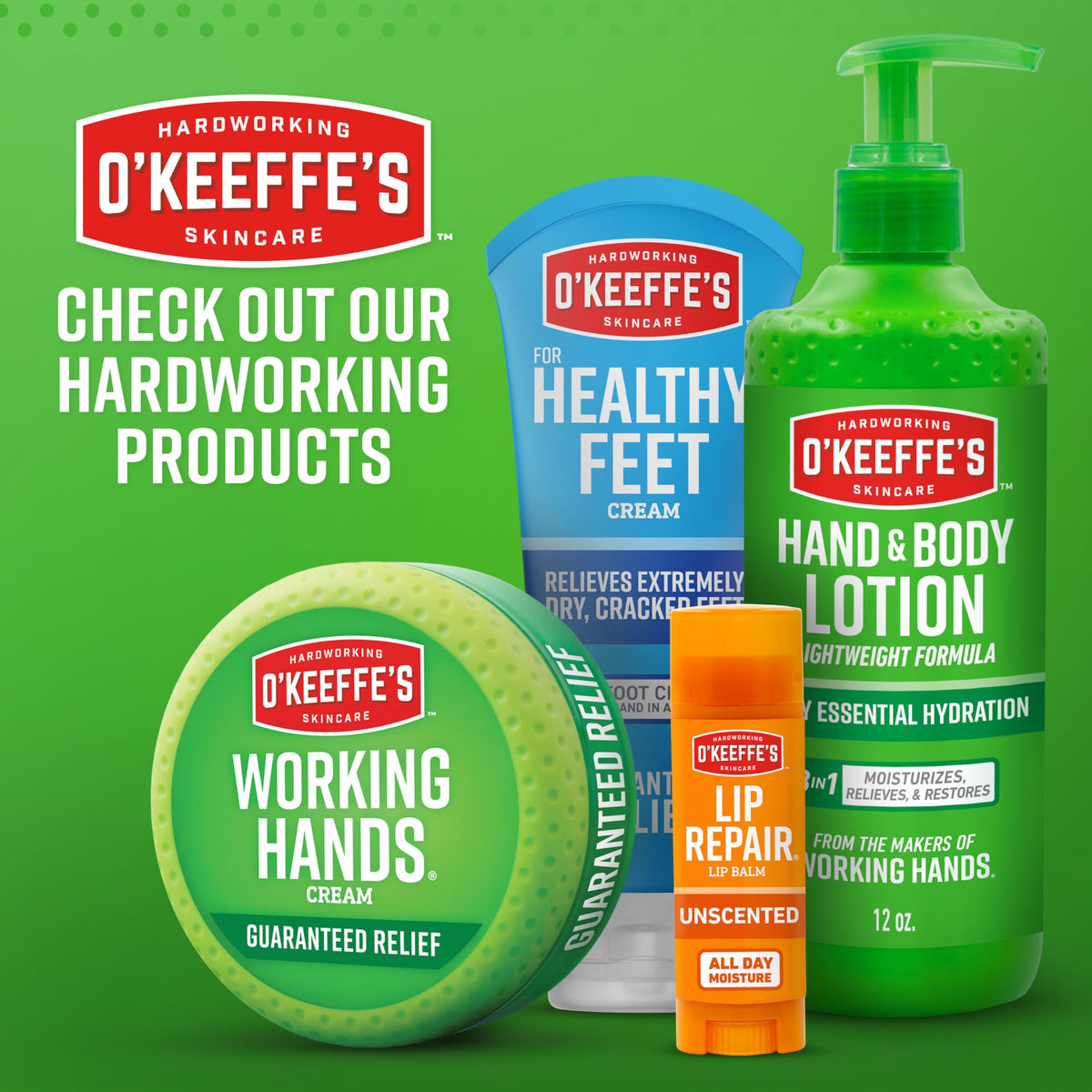 O'Keeffe's back label with directions highlighting easy usage steps