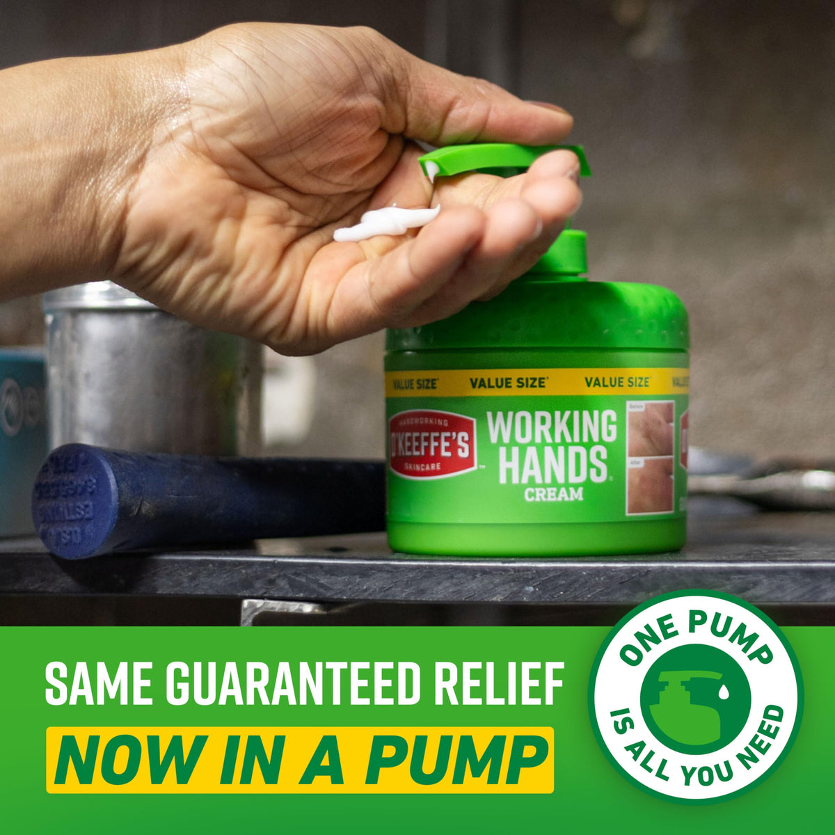 O'Keeffe's application on hands demonstrating targeted relief and protection
