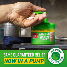 O'Keeffe's application on hands demonstrating targeted relief and protection