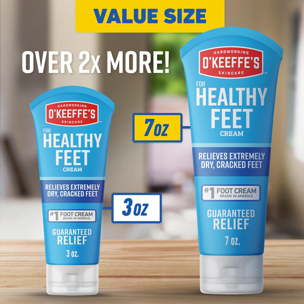 O'Keeffe's 7 oz tube next to a ruler for size and supply benefit