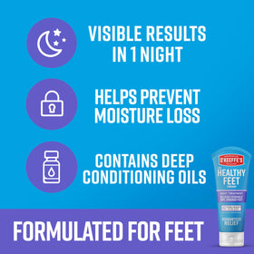 O'Keeffe's being applied to a heel to show targeted moisture and smoother skin