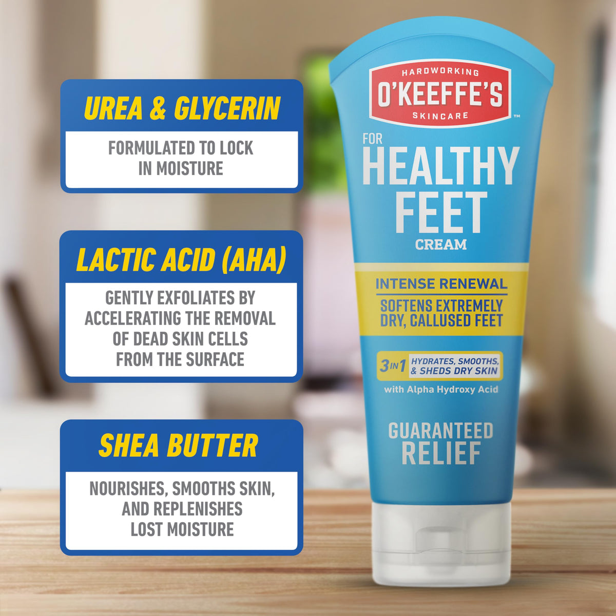 O'Keeffe's before and after heels showing visible smoothing after two weeks