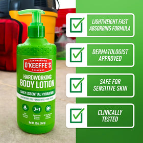O'Keeffe's body lotion applied to elbow to hydrate and soften rough skin