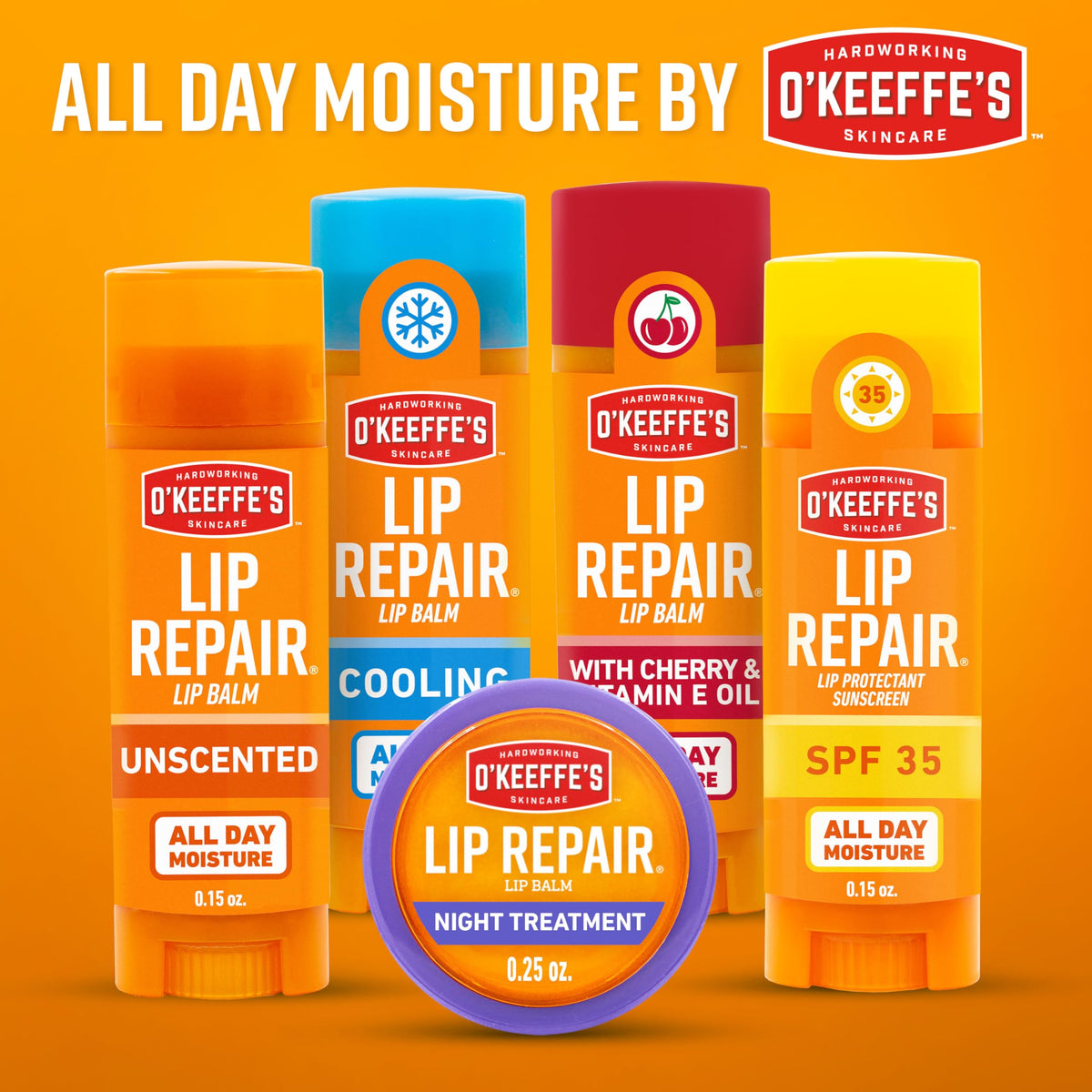 Lifestyle shot of O'Keeffe's cooling relief used outdoors to protect lips in windy weather