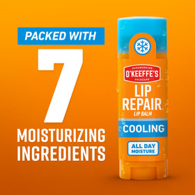 Hand-held O'Keeffe's cooling relief stick demonstrating convenient size and portability