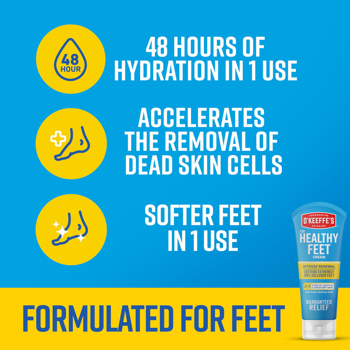 O'Keeffe's cream applied to foot to soften and exfoliate rough skin