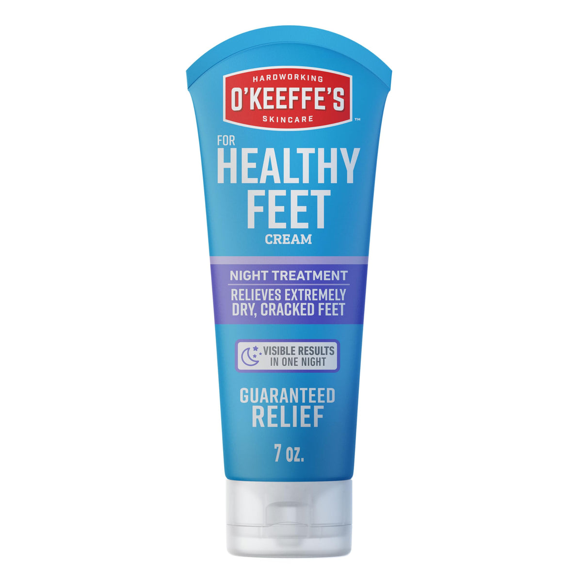 O'Keeffe's front of tube showing branding and 7 oz size, clear product identification and trust