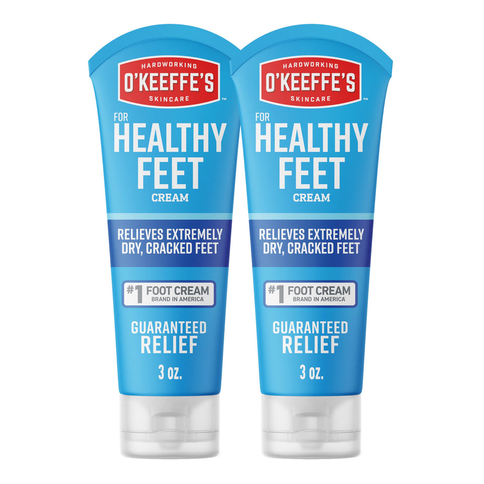 O'Keeffe's front packaging showing two 3 oz tubes and brand relief benefit
