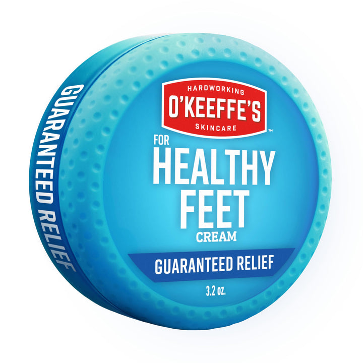 O'Keeffe's jar front view showing product and clear branding benefit: targeted foot repair