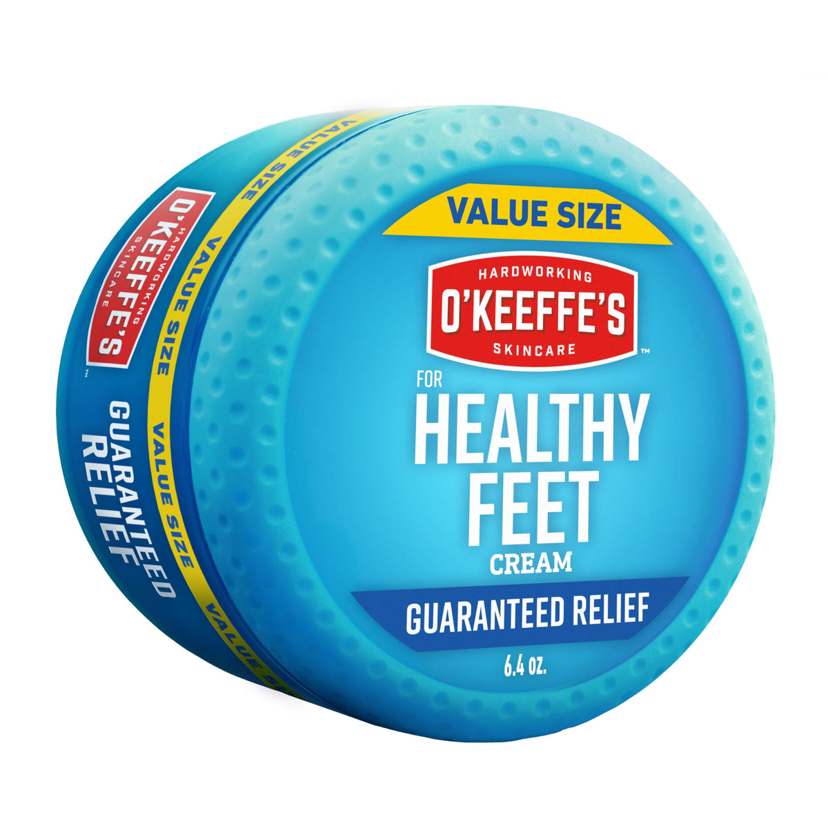 O'Keeffe's jar front view showing clear branding and relief focus