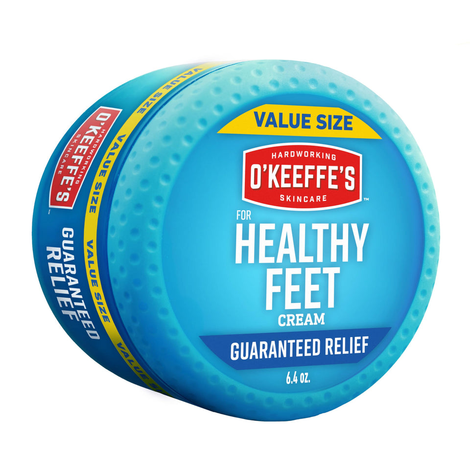 O'Keeffe's jar front view showing clear branding and relief focus